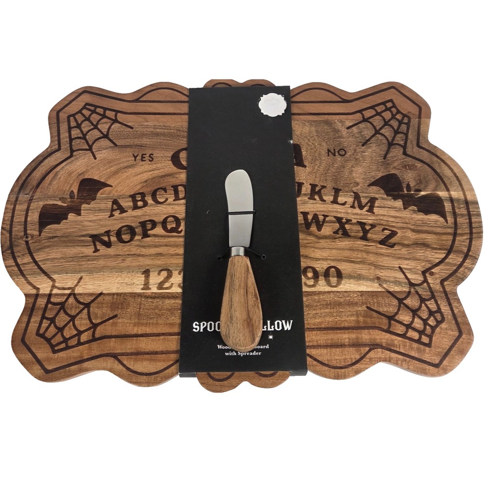 Ouija Style Wood Serving Board Spreader Bats Spiderweb Halloween Spooky Hollow